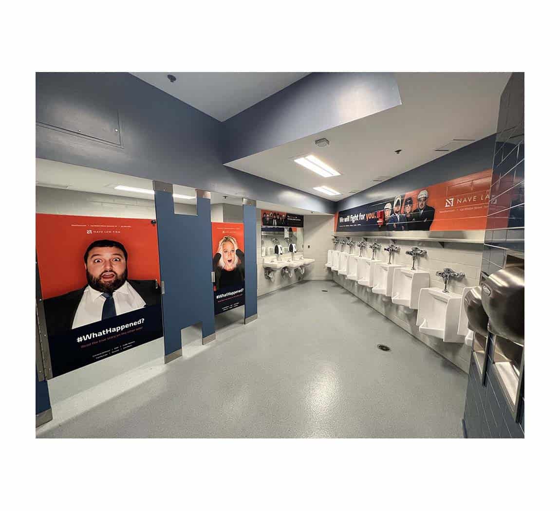 Nave Law Firm Hockey Arena Bathroom Graphics